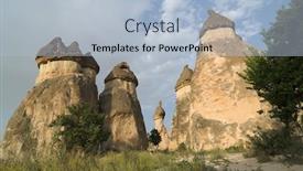  Presentation with fairy - Cool new presentation design with group of fairy chimneys pasabagi typical rock formation near zelve cappadocia - turkey backdrop and a light blue colored foreground