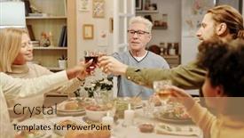  Presentation with served - Presentation design enhanced with group-of-family-mambers-clinking background and a coral colored foreground