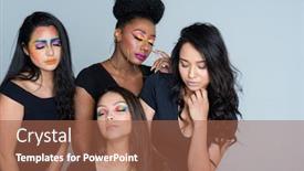  Presentation with fashion - Presentation theme featuring group-of-fashion-models-posing background and a red colored foreground