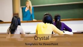  Presentation with college students - Presentation theme having group of female college students background and a  colored foreground