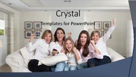  Presentation with members - Amazing PPT theme having group of female family members backdrop and a light gray colored foreground