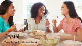  Presentation with female liver diseases - PPT layouts with group of female friends enjoying background and a coral colored foreground