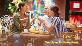  Presentation with generations - Colorful presentation theme enhanced with group-of-female-friends backdrop and a tawny brown colored foreground