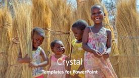  Presentation with village - Beautiful slide deck featuring group-of-few-happy-girls backdrop and a coral colored foreground