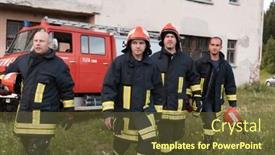  Presentation with fire fighters - Slides having group-of-fire-fighters-standing background and a tawny brown colored foreground