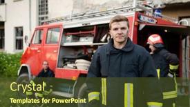  Presentation with fire fighters - PPT layouts enhanced with group-of-fire-fighters-standing background and a tawny brown colored foreground