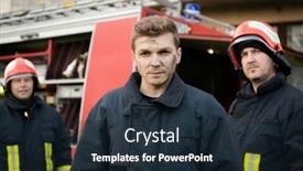  Presentation with fire fighters - PPT theme enhanced with group-of-fire-fighters-standing background and a wine colored foreground