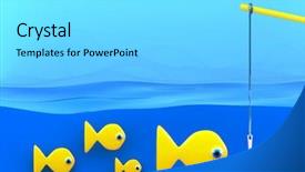  Presentation with fishing - PPT theme with group of fishes underwater background and a  colored foreground