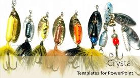  Presentation with fishing - Theme consisting of group-of-fishing-spinner-baits background and a lemonade colored foreground
