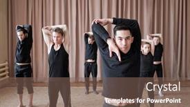  Presentation with black girls - PPT layouts with group-of-fit-guys background and a violet colored foreground