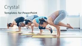  Presentation with crow - Presentation theme with group-of-fit-people background and a sky blue colored foreground