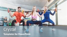  Presentation with weight - Slides enhanced with group-of-fit-young-people background and a light blue colored foreground