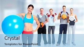  Presentation with loss - Presentation design featuring group of fitness people weight loss and healthy lifestyle background and a light blue colored foreground