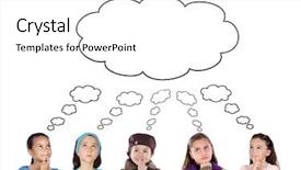  Presentation with thinking - Theme featuring group of five children thinking background and a white colored foreground