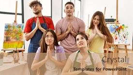  Presentation with praying hands - PPT layouts featuring group-of-five-hispanic-artists background and a  colored foreground