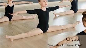  Presentation with flexible - PPT theme with group-of-flexible-schoolgirls background and a coral colored foreground