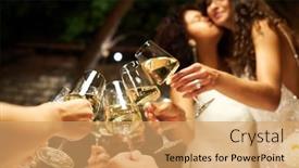  Presentation with flutes - Theme enhanced with group-of-flutes-with-champagne background and a  colored foreground
