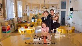 Presentation with fun classroom - Audience pleasing theme consisting of group of four children backdrop and a  colored foreground