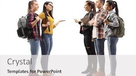  Presentation with group - PPT theme having group-of-four-female background and a white colored foreground