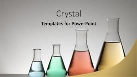  Presentation with flasks - Colorful PPT layouts enhanced with group of four flasks with colored liquid and a white background backdrop and a light gray colored foreground