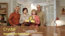  Presentation with happy birthday - PPT theme having group-of-four-happy-senior background and a tawny brown colored foreground