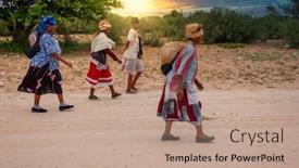 Presentation with kalahari - Amazing presentation theme having group-of-four-old-bushman backdrop and a coral colored foreground