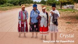  Presentation with group - Presentation design consisting of group-of-four-old-bushman background and a coral colored foreground