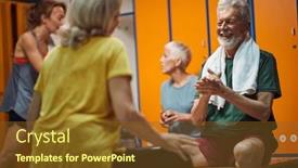  Presentation with health wellness - Presentation design featuring group-of-four-people background and a tawny brown colored foreground