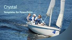  Presentation with contemplating - Cool new slides with group of free yachtsmen backdrop and a ocean colored foreground