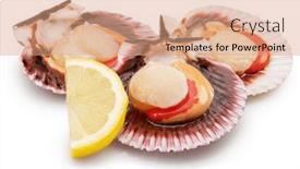  Presentation with group - Slide deck enhanced with group-of-fresh-opened-scallop background and a coral colored foreground