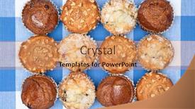  Presentation with muffins - Theme with group-of-freshly-baked-breakfast background and a coral colored foreground