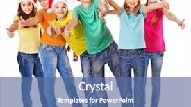  Presentation with child teen - Cool new presentation theme with group of friend teen school backdrop and a ocean colored foreground