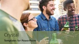 Presentation with roof - Presentation theme consisting of party together and drinking beer background and a seafoam green colored foreground