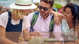  Presentation with friendship day - Presentation design featuring group-of-friends-are-watching background and a coral colored foreground