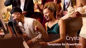  Presentation with piano - Theme enhanced with group-of-friends-around-piano background and a tawny brown colored foreground