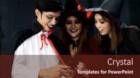  Presentation with group of three young girl - Theme enhanced with group-of-friends-asian-young background and a tawny brown colored foreground