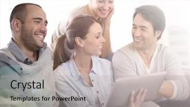  Presentation with home loan interest - Beautiful PPT theme featuring group of friends at home backdrop and a  colored foreground