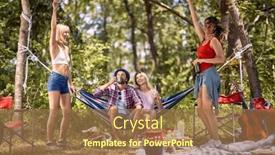  Presentation with woods - Presentation theme having group-of-friends-camping-together background and a coral colored foreground