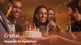  Presentation with birthday party - Beautiful slides featuring group of friends celebrating birthday backdrop and a tawny brown colored foreground