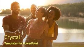  Presentation with champagne - Presentation enhanced with group-of-friends-celebrating-outdoors background and a tawny brown colored foreground