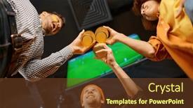  Presentation with sports bar - Presentation design with group-of-friends-celebrating-win background and a tawny brown colored foreground
