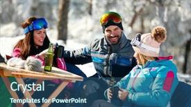  Presentation with holidays - Cool new PPT theme with group of friends drinking beer backdrop and a ocean colored foreground