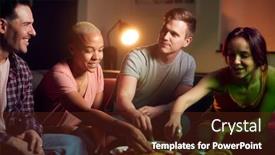  Presentation with eating - Theme consisting of group-of-friends-eating-dips background and a tawny brown colored foreground