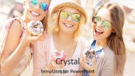  Presentation with donuts - Audience pleasing PPT theme consisting of group of friends eating donuts in the city backdrop and a lemonade colored foreground