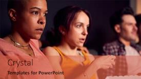  Presentation with horror movie - PPT layouts having group-of-friends-eating-popcorn background and a red colored foreground