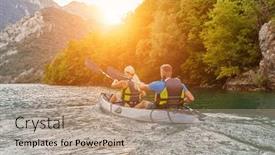  Presentation with kayaking - Slides enhanced with group-of-friends-enjoying-fun background and a coral colored foreground