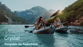  Presentation with river forest village - Slide deck consisting of group-of-friends-enjoying-fun background and a ocean colored foreground