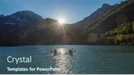  Presentation with kayaking - Theme enhanced with group-of-friends-enjoying-fun background and a ocean colored foreground