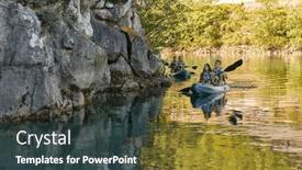  Presentation with kayaking - Presentation theme featuring group-of-friends-enjoying-having background and a tawny brown colored foreground