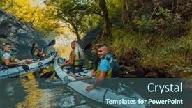  Presentation with calm - Presentation theme having group-of-friends-enjoying-having background and a ocean colored foreground